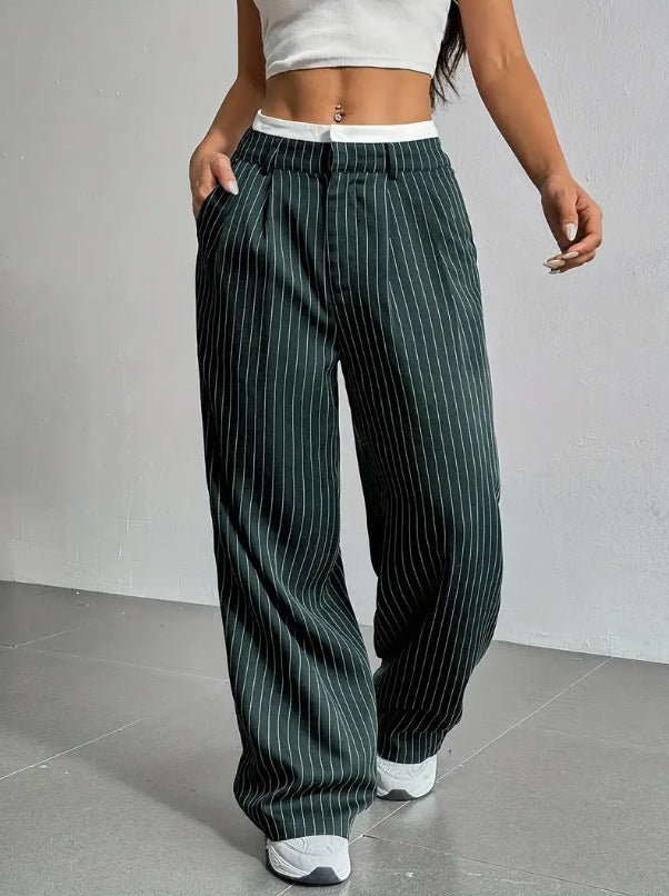 Damer eleganta och löst skurna affärsbyxor med ränder Mirla-Eva Jonsson