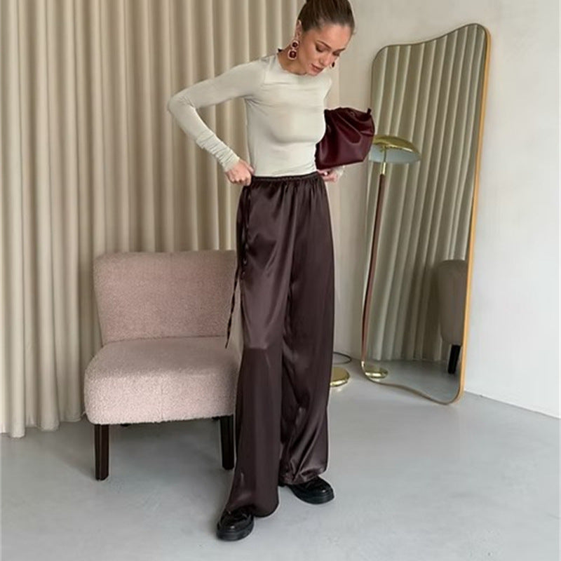 Damer eleganta satinbyxor med vida ben Eva Jonsson-Eva Jonsson