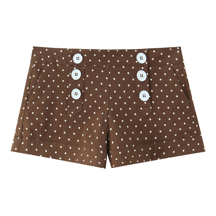 Damer eleganta shorts med knappdetaljer och prickar Mirla-Eva Jonsson