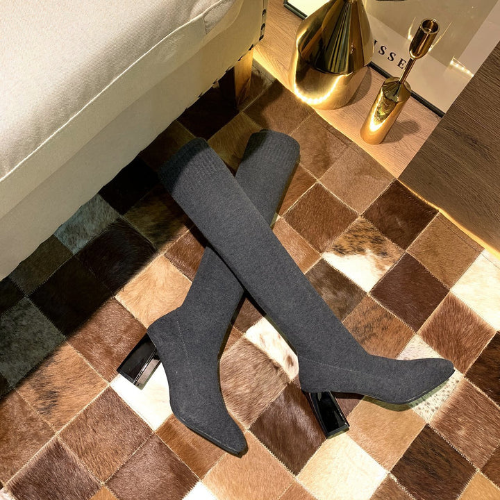 Damer eleganta strumpstövlar med moderiktig klack Mirla-Eva Jonsson