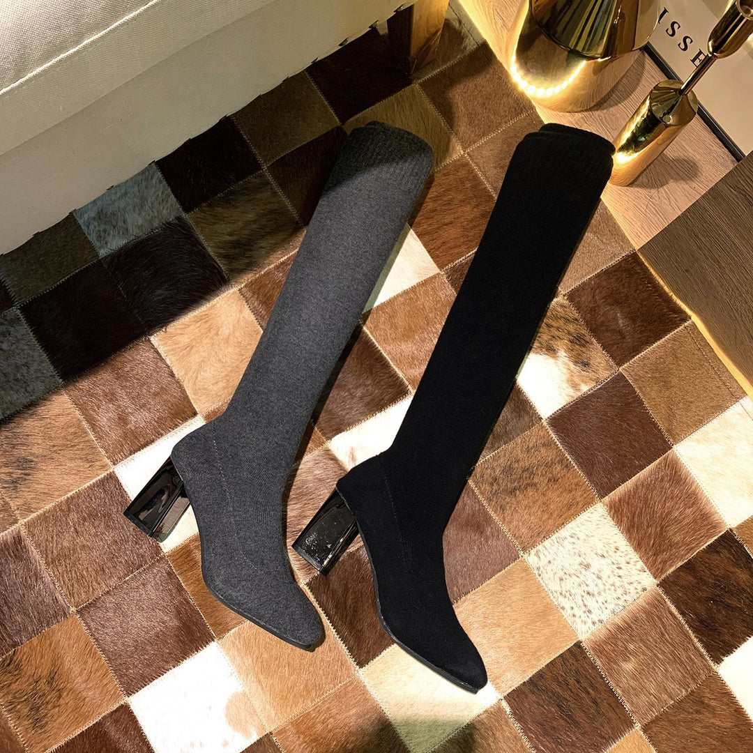 Damer eleganta strumpstövlar med moderiktig klack Mirla-Eva Jonsson