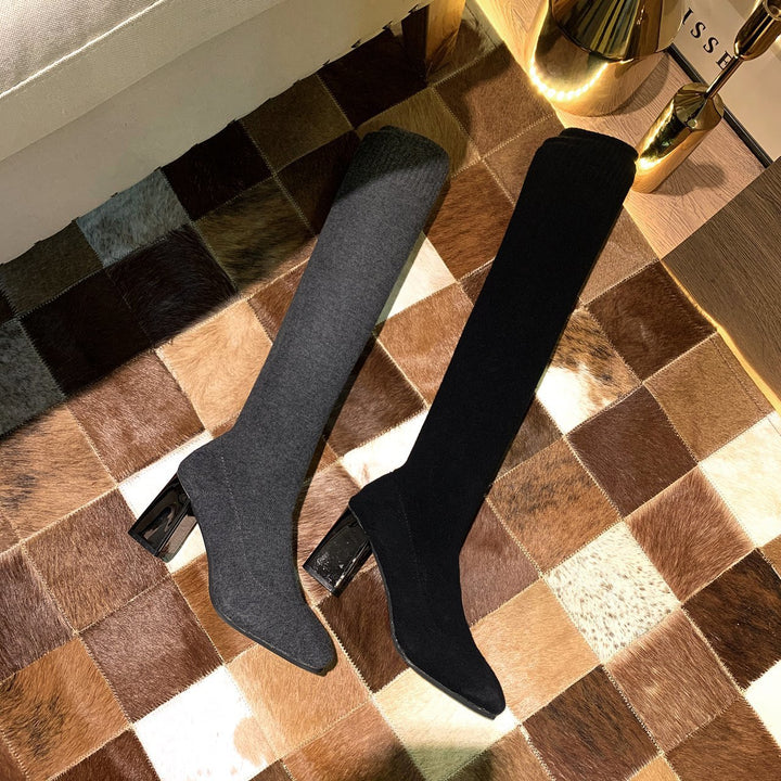 Damer eleganta strumpstövlar med moderiktig klack Mirla-Eva Jonsson