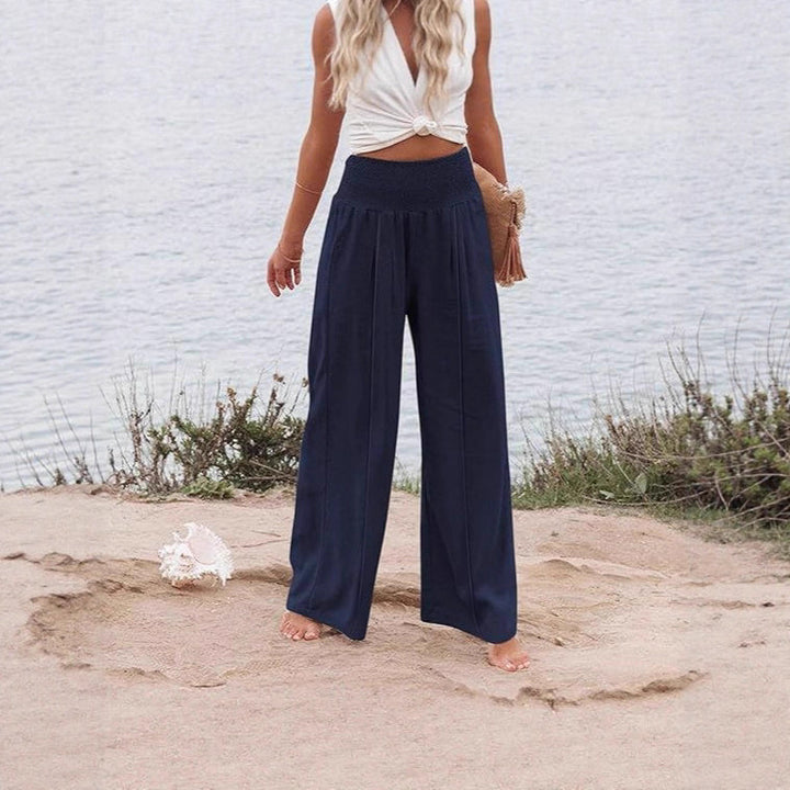 Damer eleganta vida Palazzo-byxor med elastisk midja Mirla-Eva Jonsson
