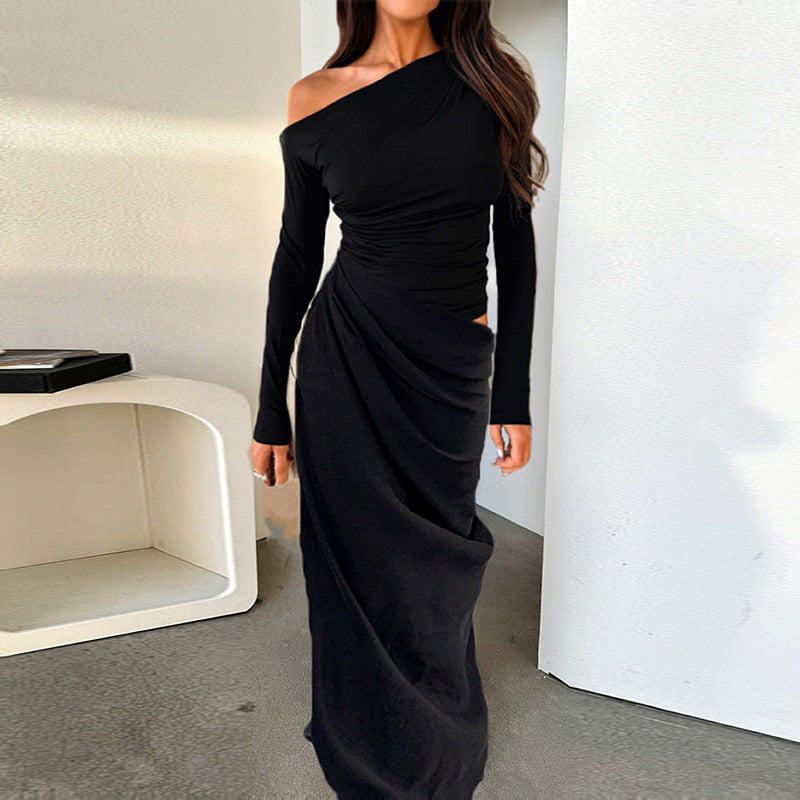 Damer eleganta wrap-klänning med asymmetrisk skärning och långa ärmar Mirla-Eva Jonsson