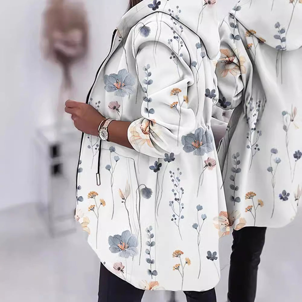 Damer fashion parkas med blommönster och justerbar midja Mirla-Eva Jonsson