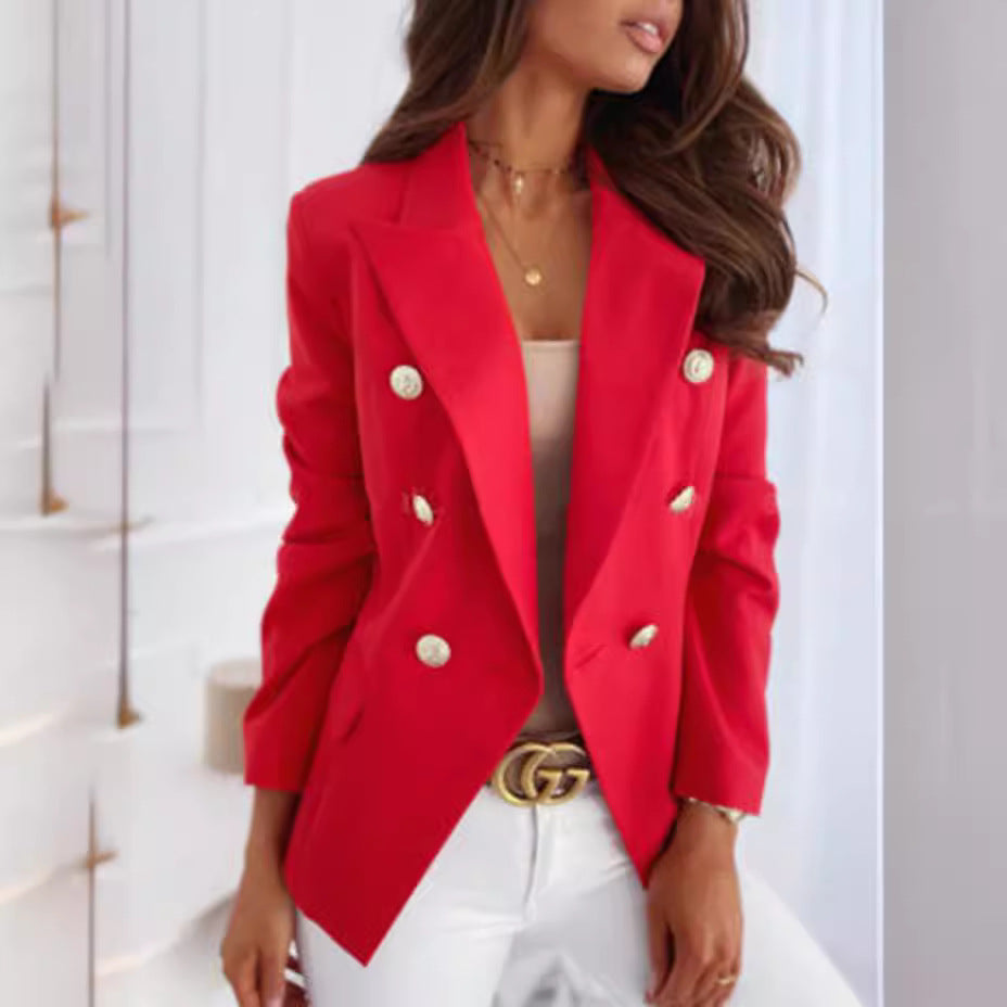Damer fashionabel, skräddarsydd blazer med dubbel knappslå och gyllene detaljer Mirla-Eva Jonsson
