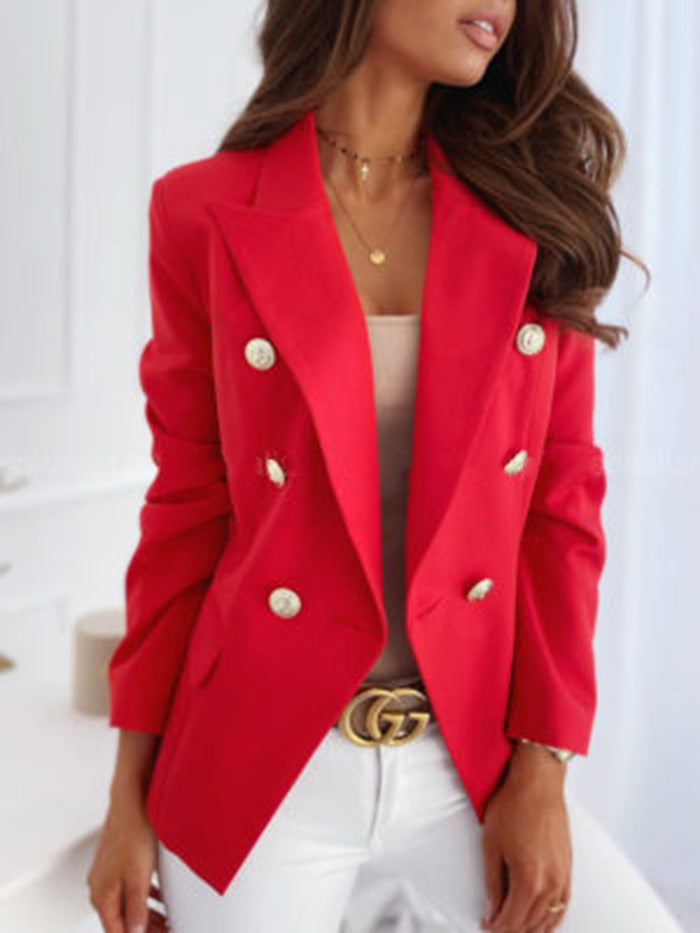Damer fashionabel, skräddarsydd blazer med dubbel knappslå och gyllene detaljer Mirla-Eva Jonsson