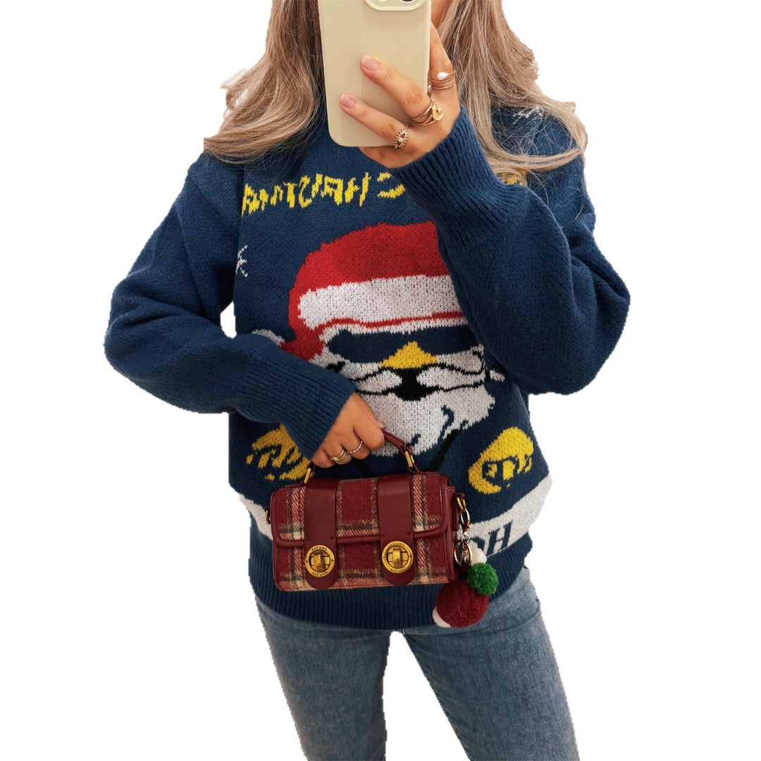 Damer festlig stickad tröja med julmotiv Mirla-Eva Jonsson