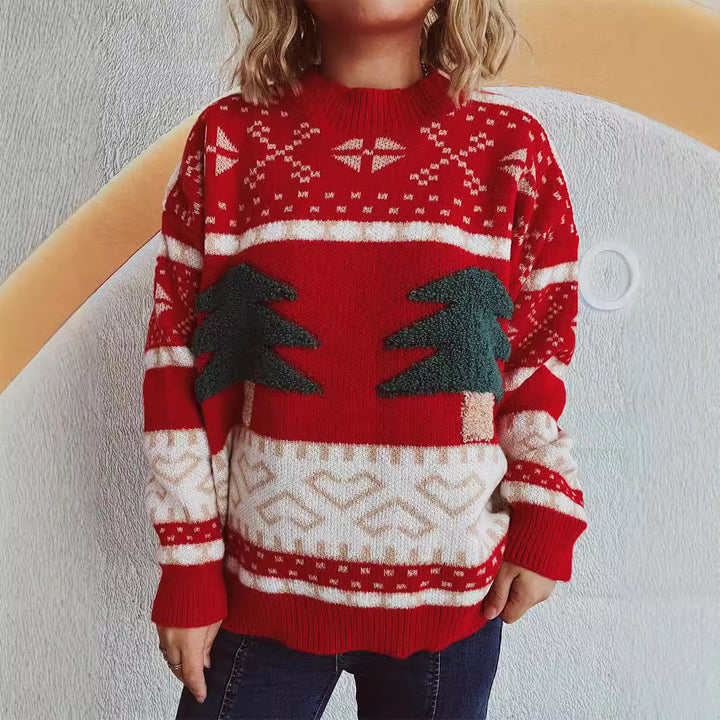 Damer festlig stickad tröja med julmotiv och mjukt material Mirla-Eva Jonsson