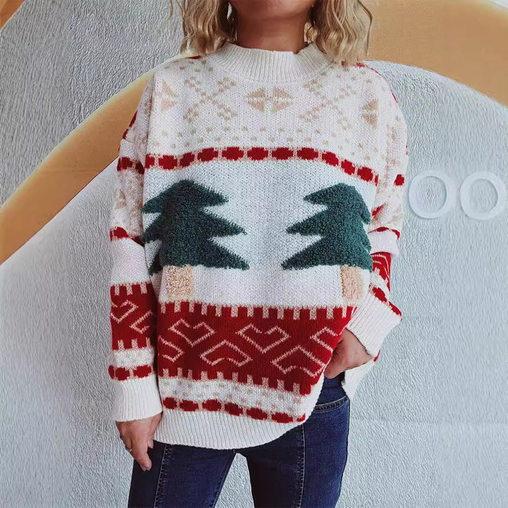Damer festlig stickad tröja med julmotiv och mjukt material Mirla-Eva Jonsson