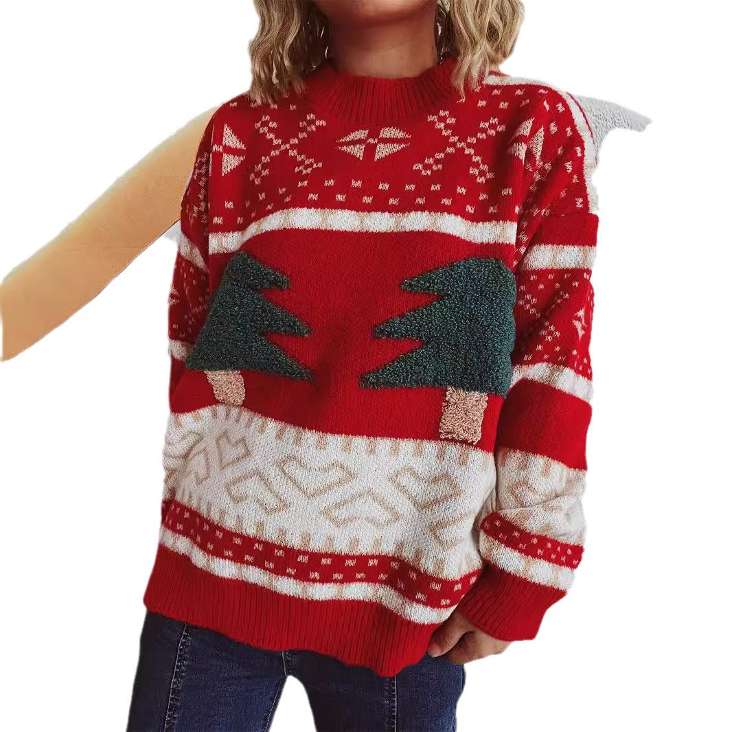 Damer festlig stickad tröja med julmotiv och mjukt material Mirla-Eva Jonsson