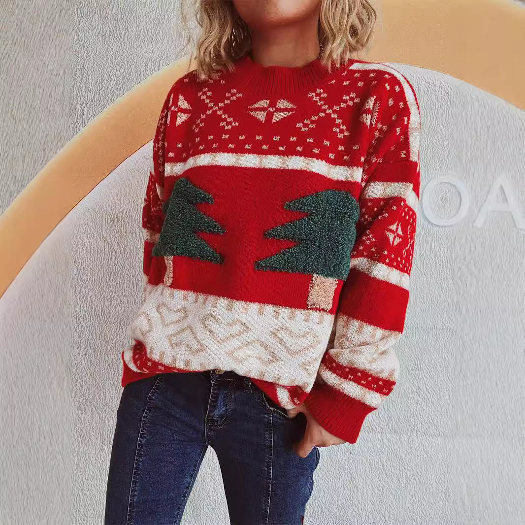 Damer festlig stickad tröja med julmotiv och mjukt material Mirla-Eva Jonsson