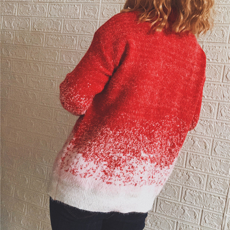 Damer festlig stickad tröja med vinterligt snöflingemotiv Mirla-Eva Jonsson