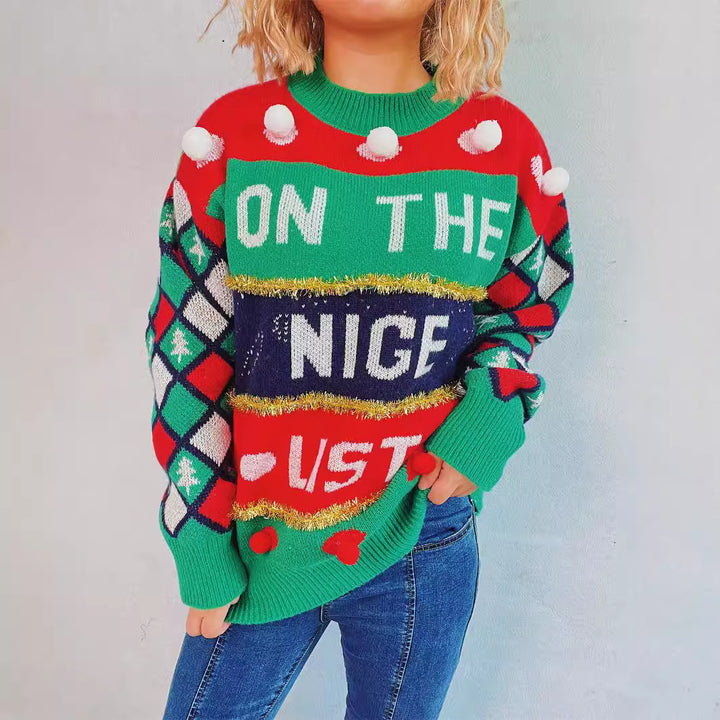 Damer festlig tröja med jul design och lekfulla detaljer Mirla-Eva Jonsson