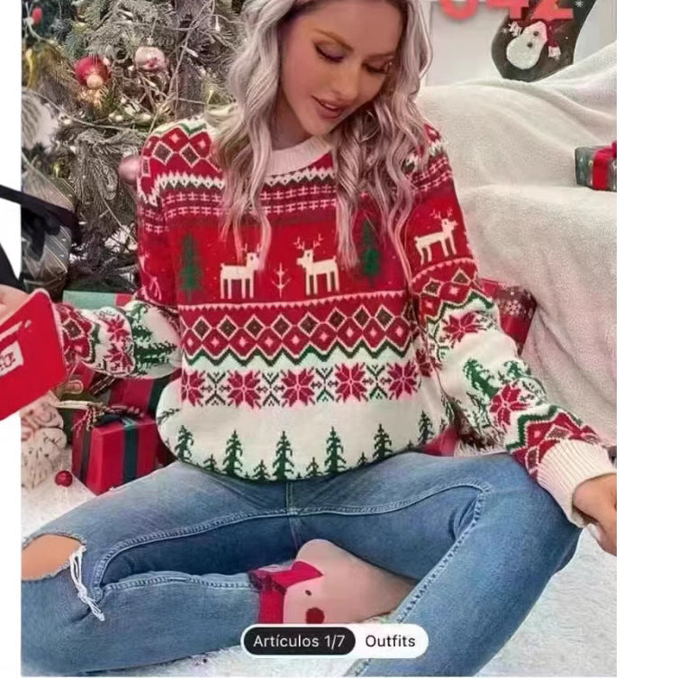 Damer festlig tröja med vintermotiv och avslappnad passform Mirla-Eva Jonsson