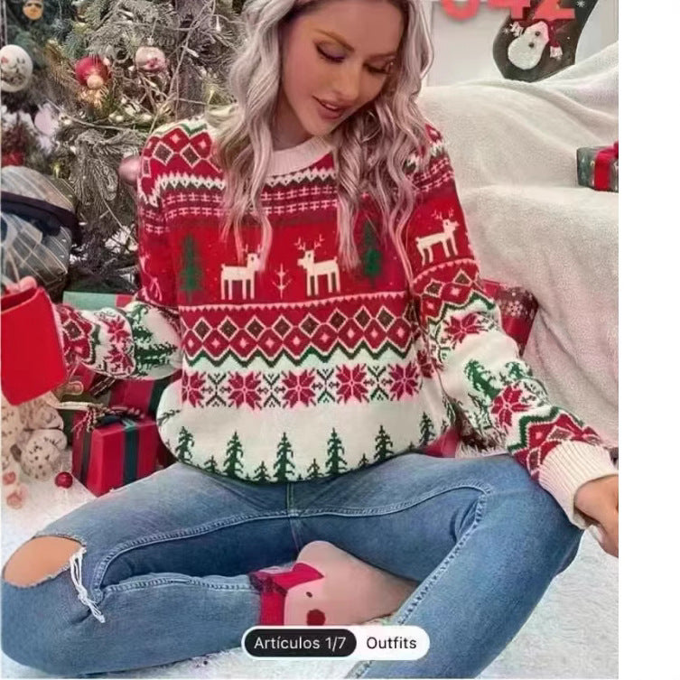 Damer festlig tröja med vintermotiv och avslappnad passform Mirla-Eva Jonsson