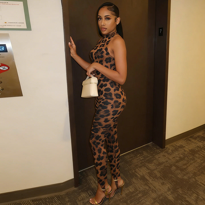 Damer figurformande jumpsuit i leopardmönster Mirla-Eva Jonsson