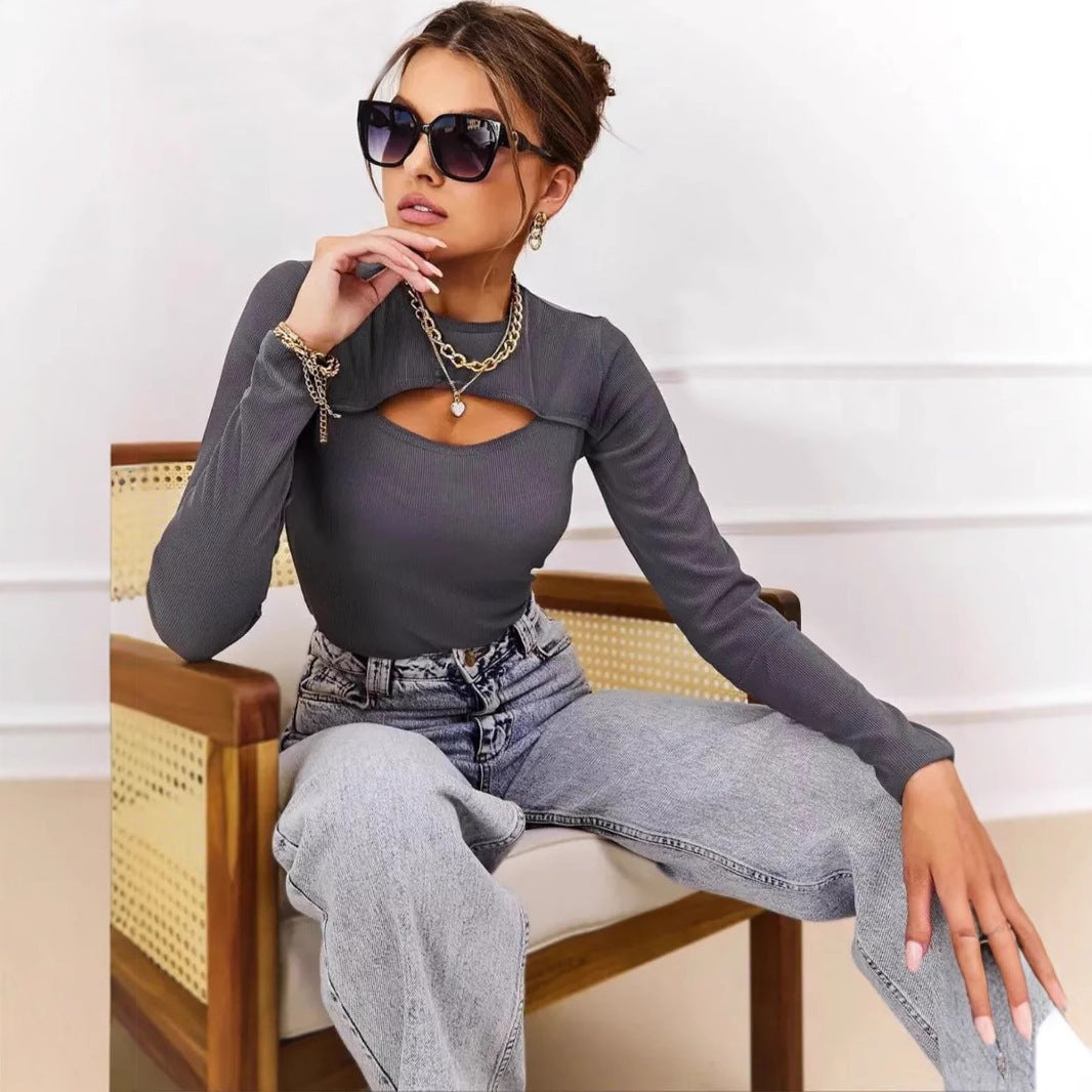 Damer figurnära Cut-Out långärmad t-shirt Eva Jonsson-Eva Jonsson