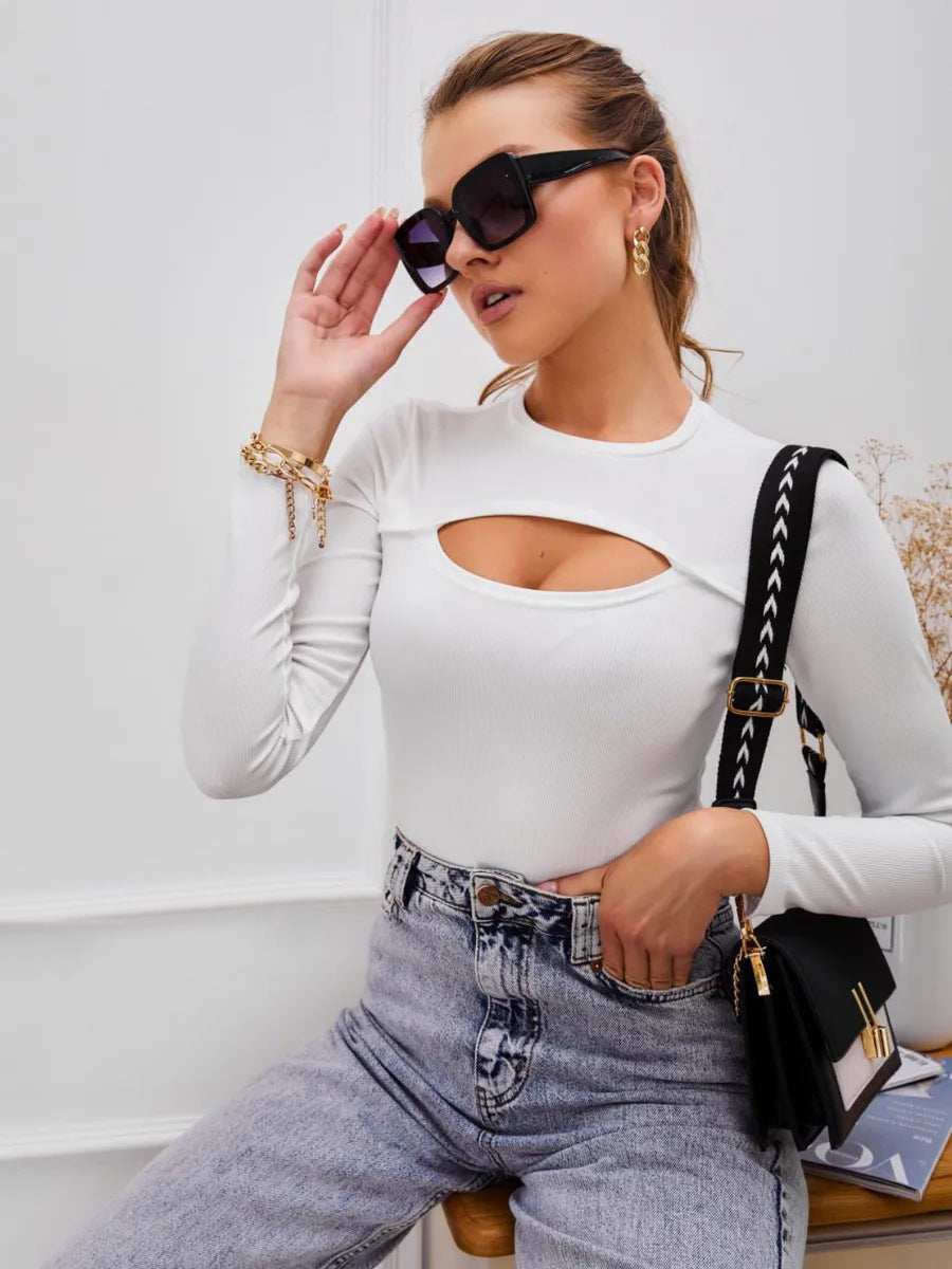 Damer figurnära Cut-Out långärmad t-shirt Eva Jonsson-Eva Jonsson