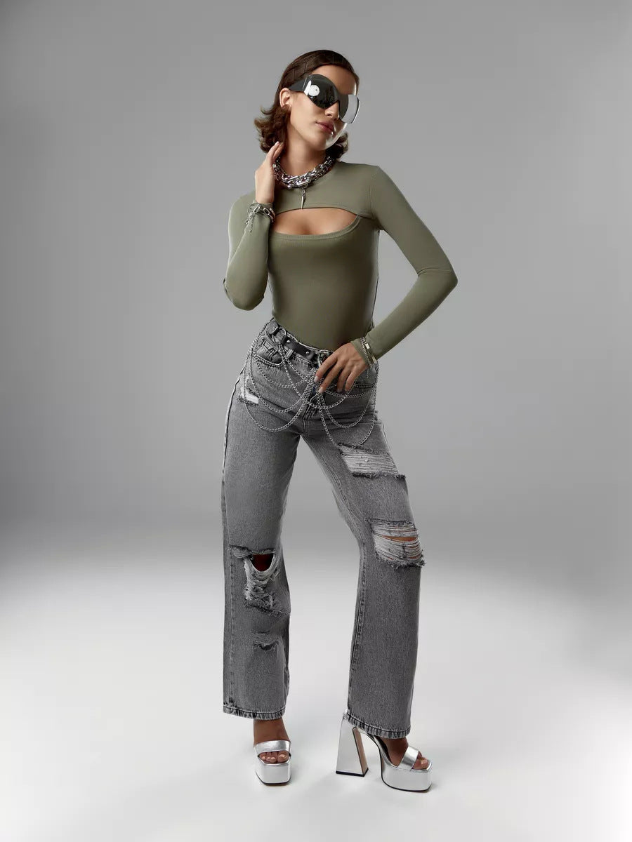 Damer figurnära Cut-Out långärmad t-shirt Eva Jonsson-Eva Jonsson