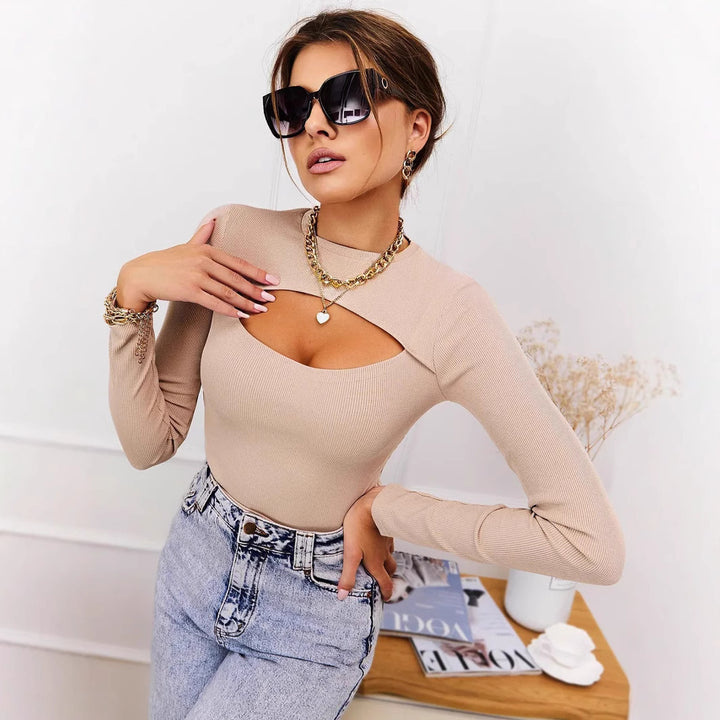 Damer figurnära Cut-Out långärmad t-shirt Eva Jonsson-Eva Jonsson