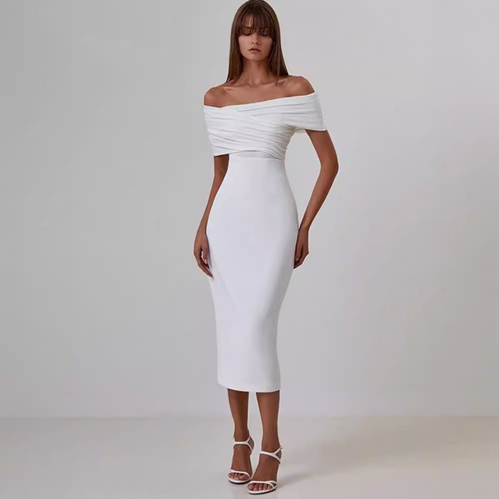 Damer figurnära Off-Shoulder Cocktailklänning Eva Jonsson-Eva Jonsson