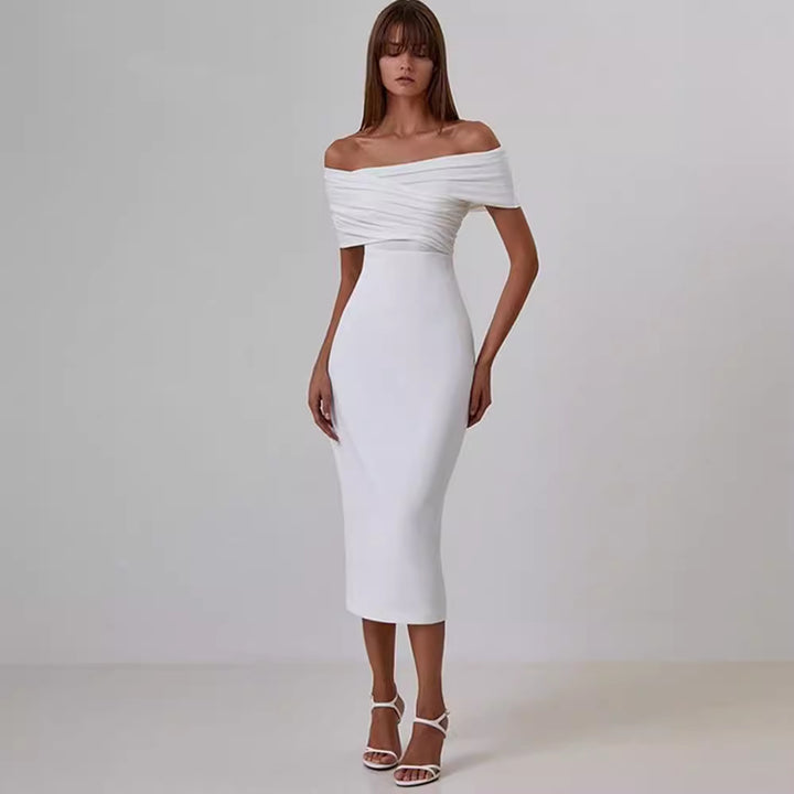 Damer figurnära Off-Shoulder Cocktailklänning Eva Jonsson-Eva Jonsson