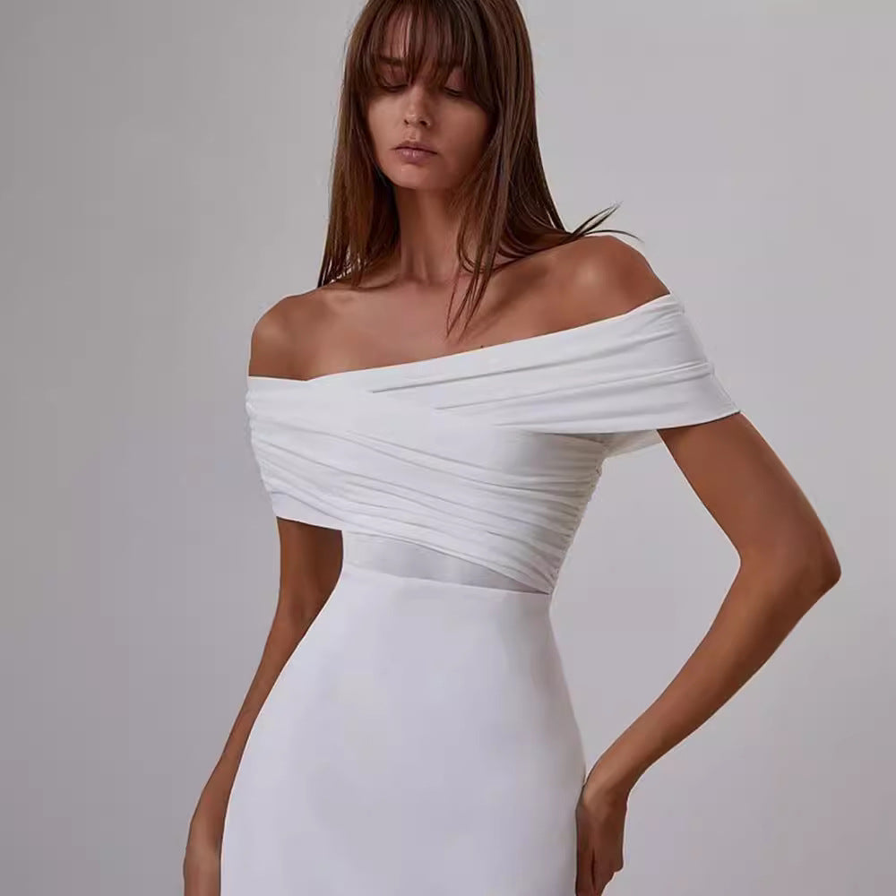 Damer figurnära Off-Shoulder Cocktailklänning Eva Jonsson-Eva Jonsson