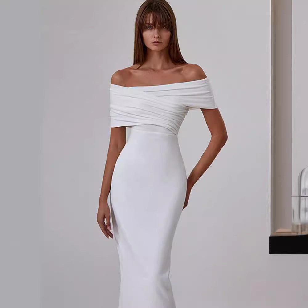 Damer figurnära Off-Shoulder Cocktailklänning Eva Jonsson-Eva Jonsson