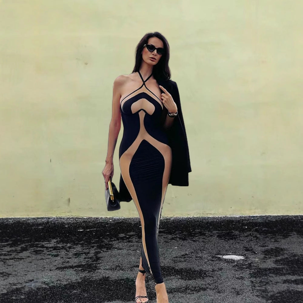 Damer figurnära aftonklänning med transparenta insatser och raffinerade cut-out-detaljer Mirla-Eva Jonsson