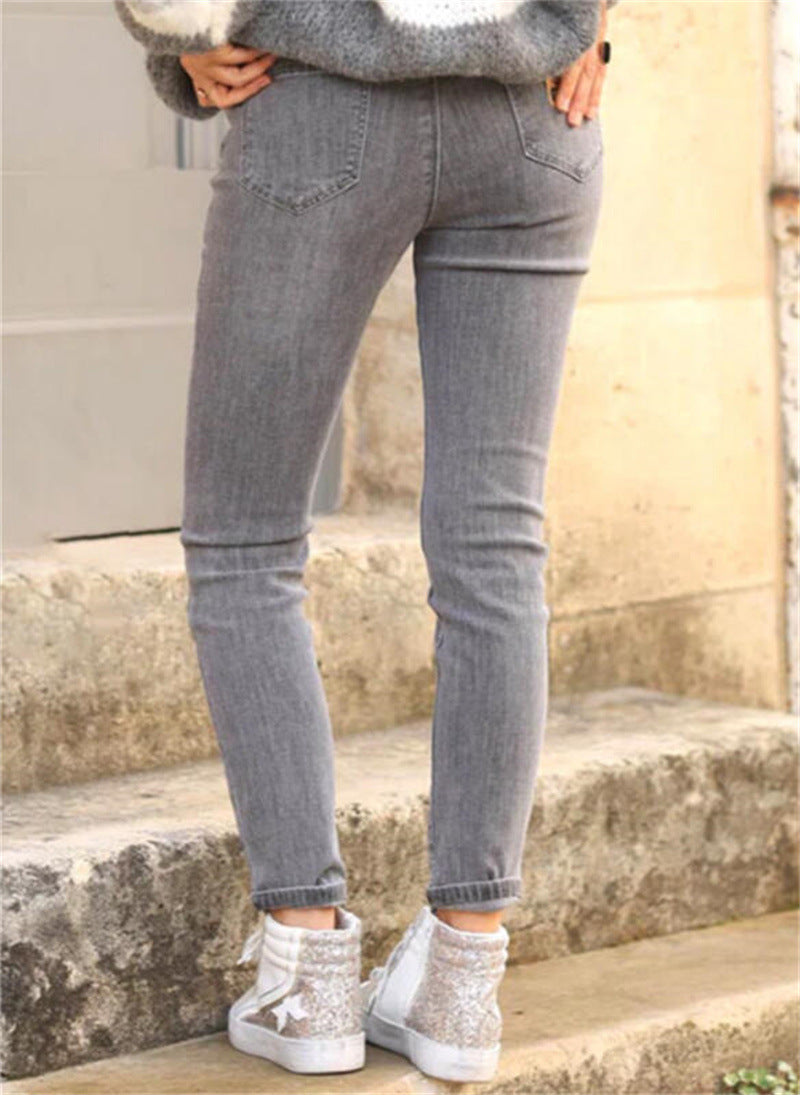 Damer figurnära jeans i vintage-look med hög midja och ankle-length passform Mirla-Eva Jonsson