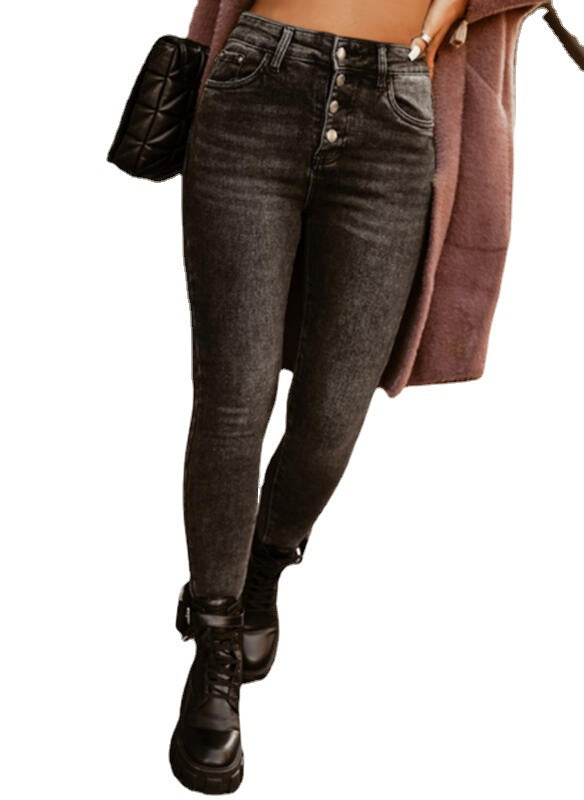 Damer figurnära jeans med hög midja och klassisk knäppning Mirla-Eva Jonsson