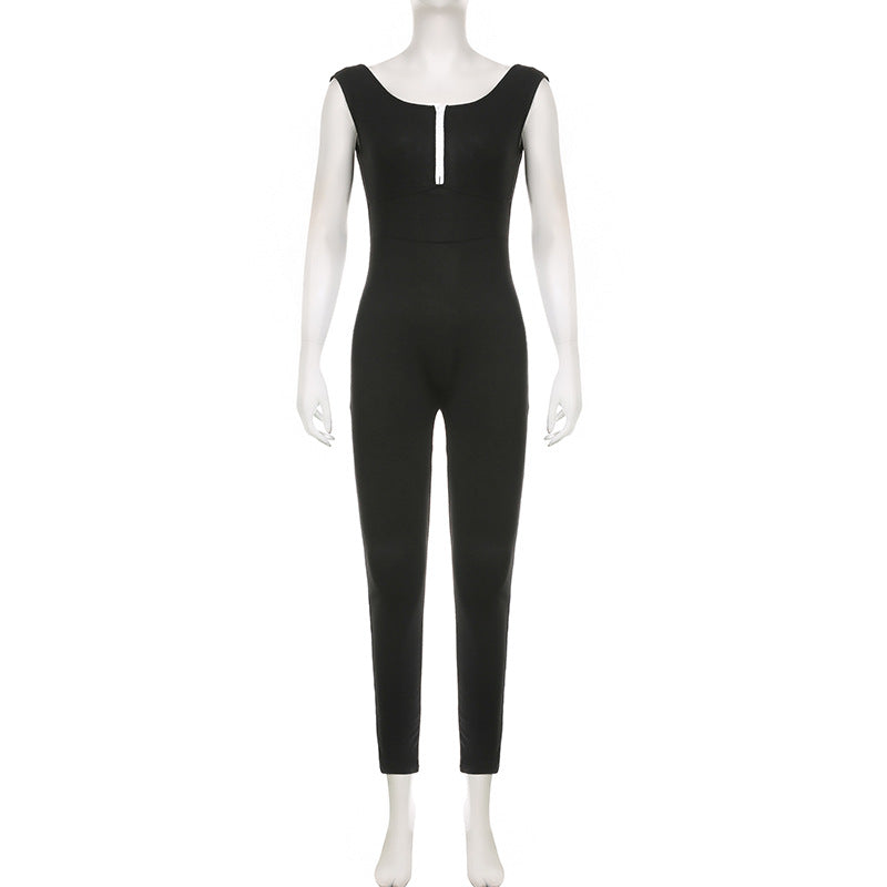 Damer figurnära jumpsuit med elegant dragkedja och smal ben Mirla-Eva Jonsson
