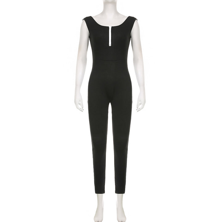 Damer figurnära jumpsuit med elegant dragkedja och smal ben Mirla-Eva Jonsson