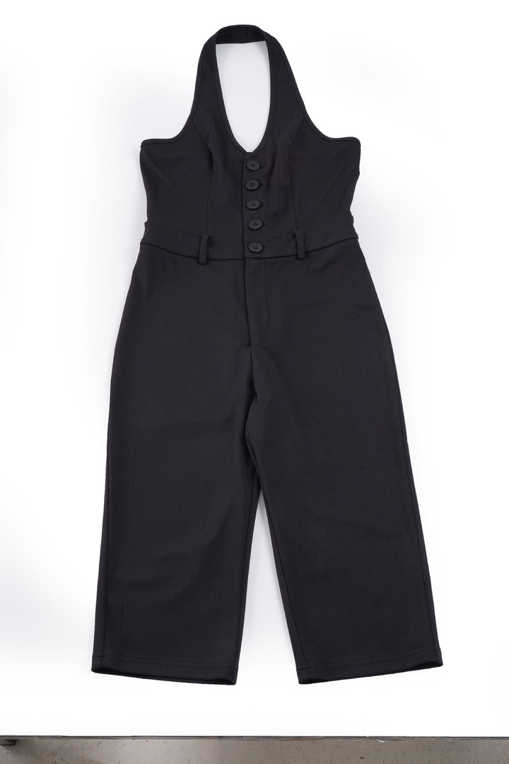 Damer figurnära jumpsuit med elegant halterneck och knapplist Mirla-Eva Jonsson