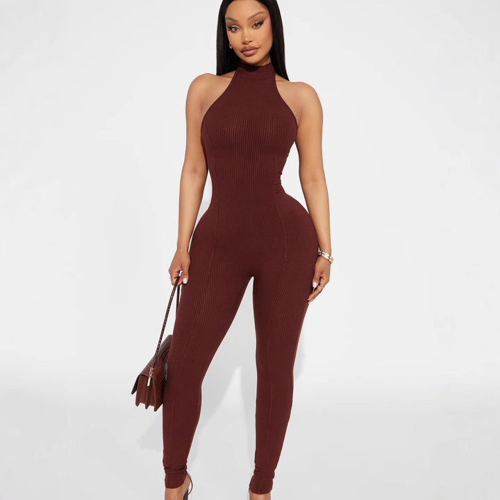 Damer figurnära jumpsuit med hög krage och ribbad struktur Mirla-Eva Jonsson