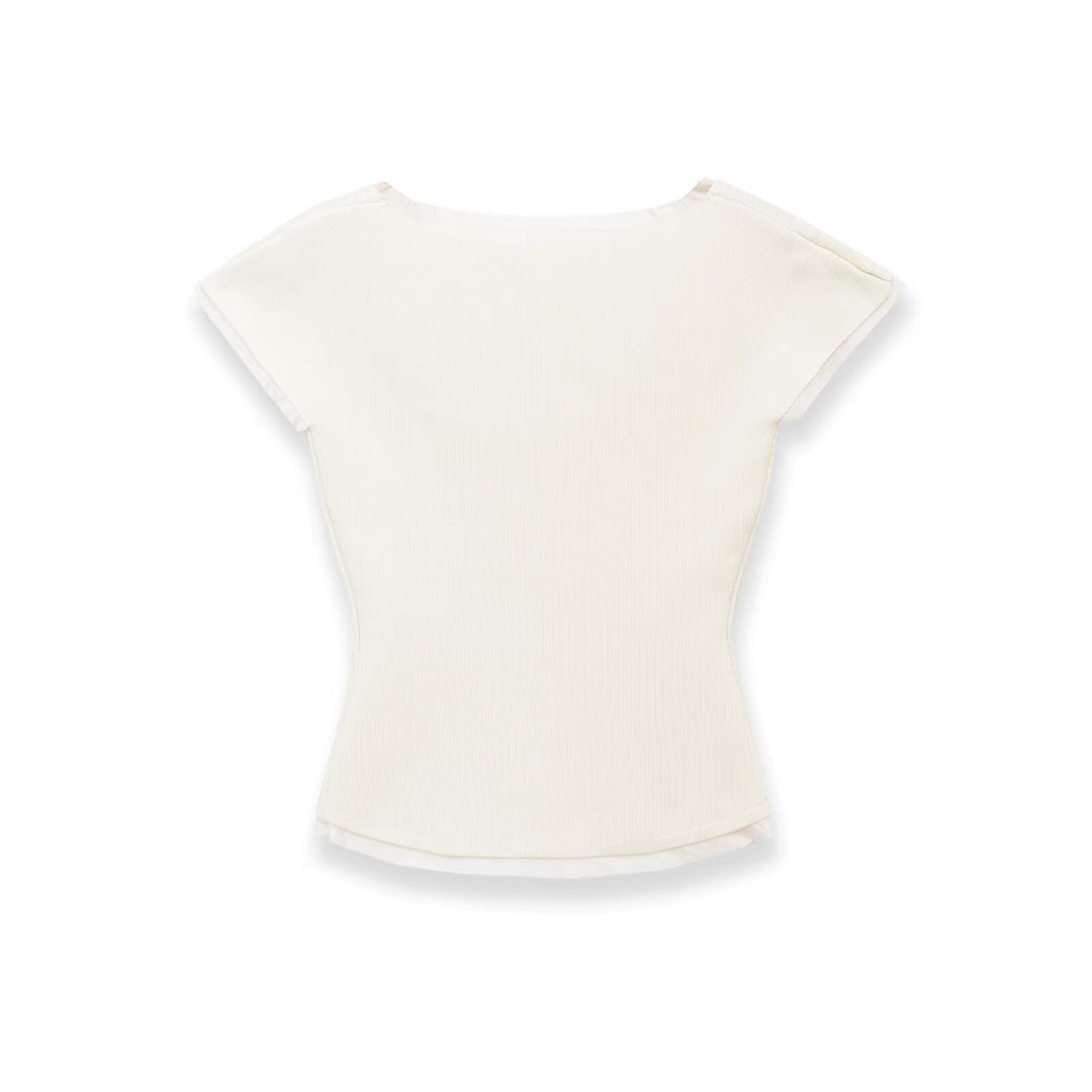 Damer figurnära kortärmad t-shirt med ribbstruktur Mirla-Eva Jonsson