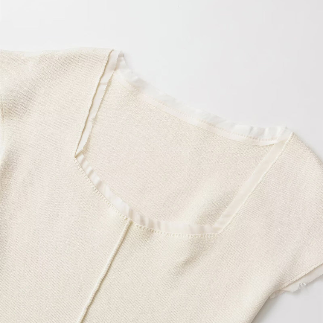 Damer figurnära kortärmad t-shirt med ribbstruktur Mirla-Eva Jonsson