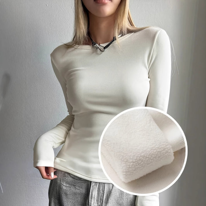 Damer figurnära långärmad topp i högkvalitativt stretchmaterial Mirla-Eva Jonsson
