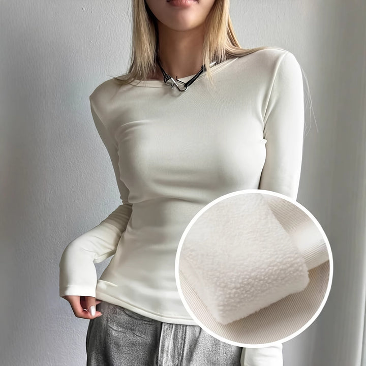 Damer figurnära långärmad topp i högkvalitativt stretchmaterial Mirla-Eva Jonsson