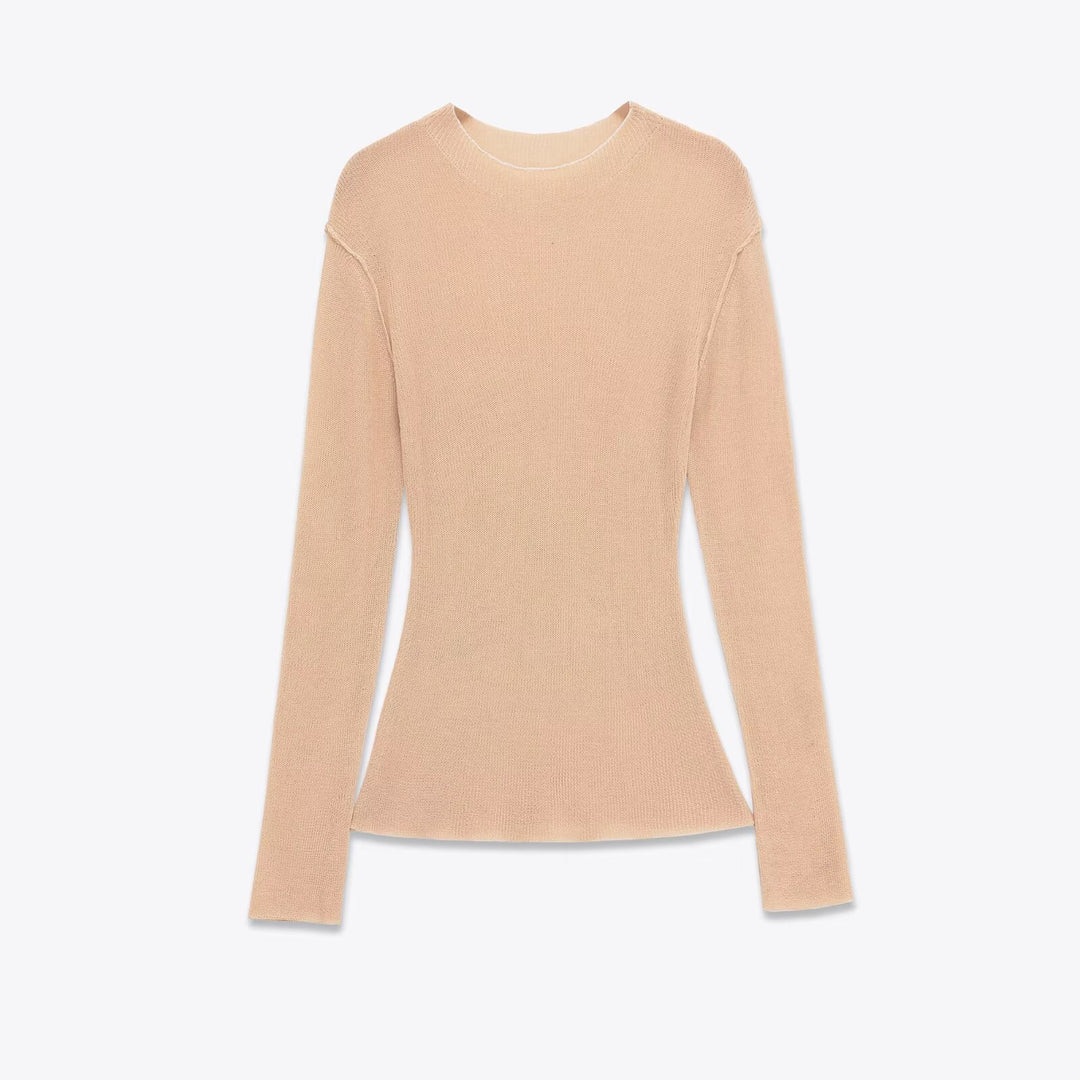 Damer figurnära långärmad tröja med raffinerad ribbdesign Mirla-Eva Jonsson