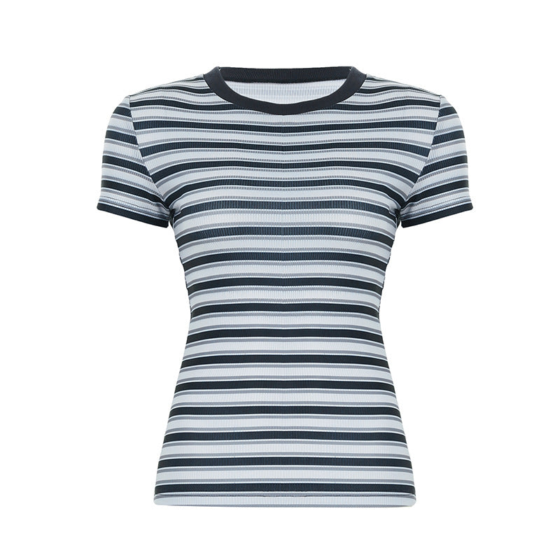 Damer figurnära randiga t-shirt med rund halsringning Mirla-Eva Jonsson