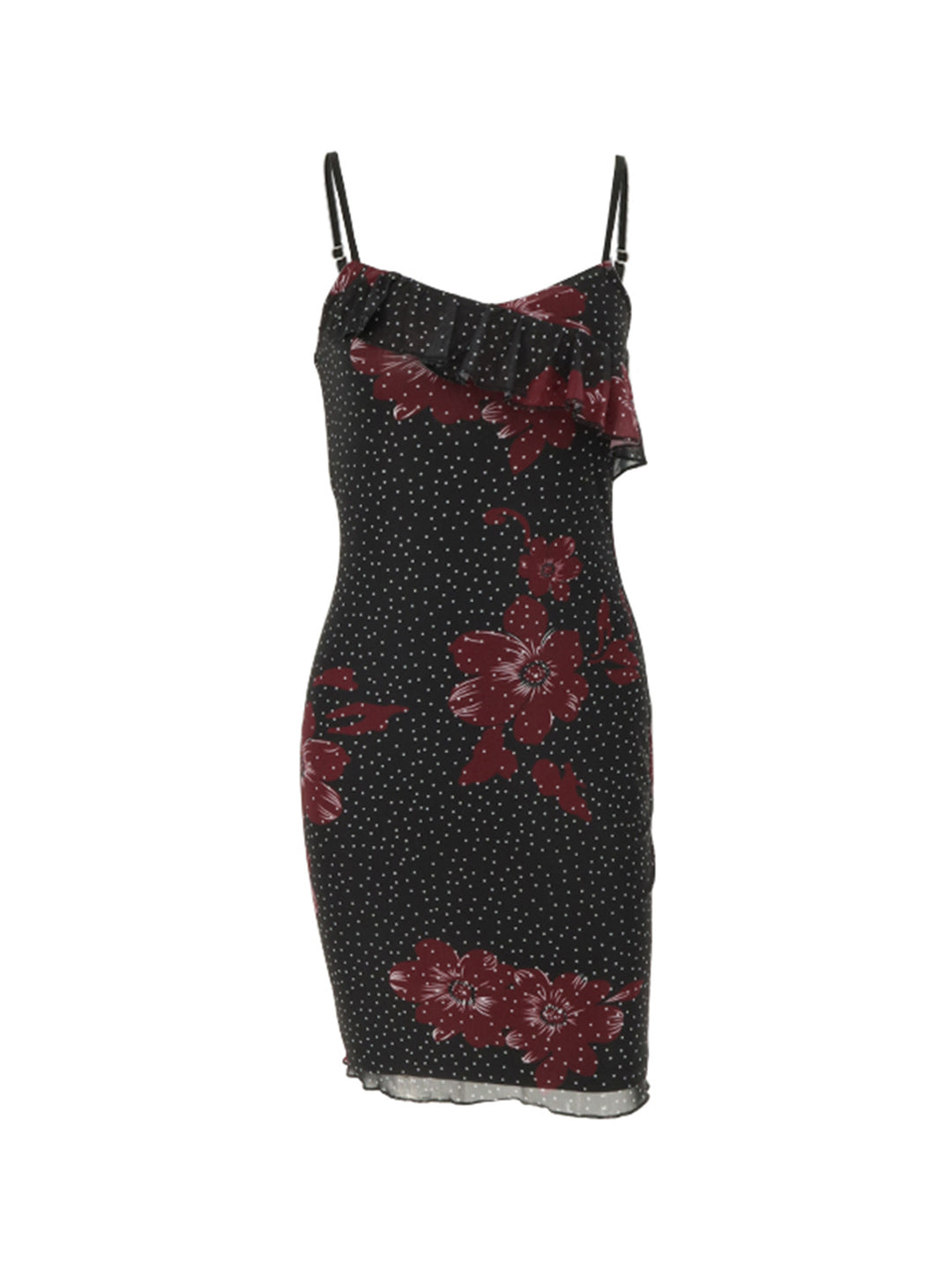 Damer figurnära sommardress med ruffledetaljer och blommönster Mirla-Eva Jonsson
