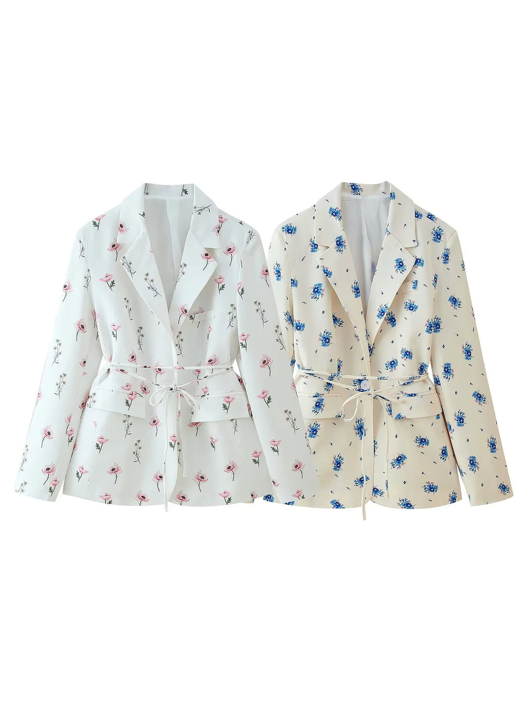 Damer figursydd blazer med blommönster och bälte Mirla-Eva Jonsson