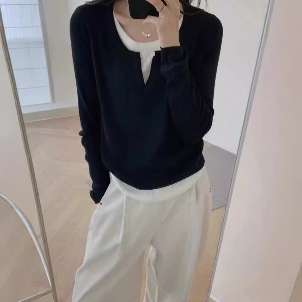 Damer finstickad pullover med V-hals och raglanärmar Mirla-Eva Jonsson