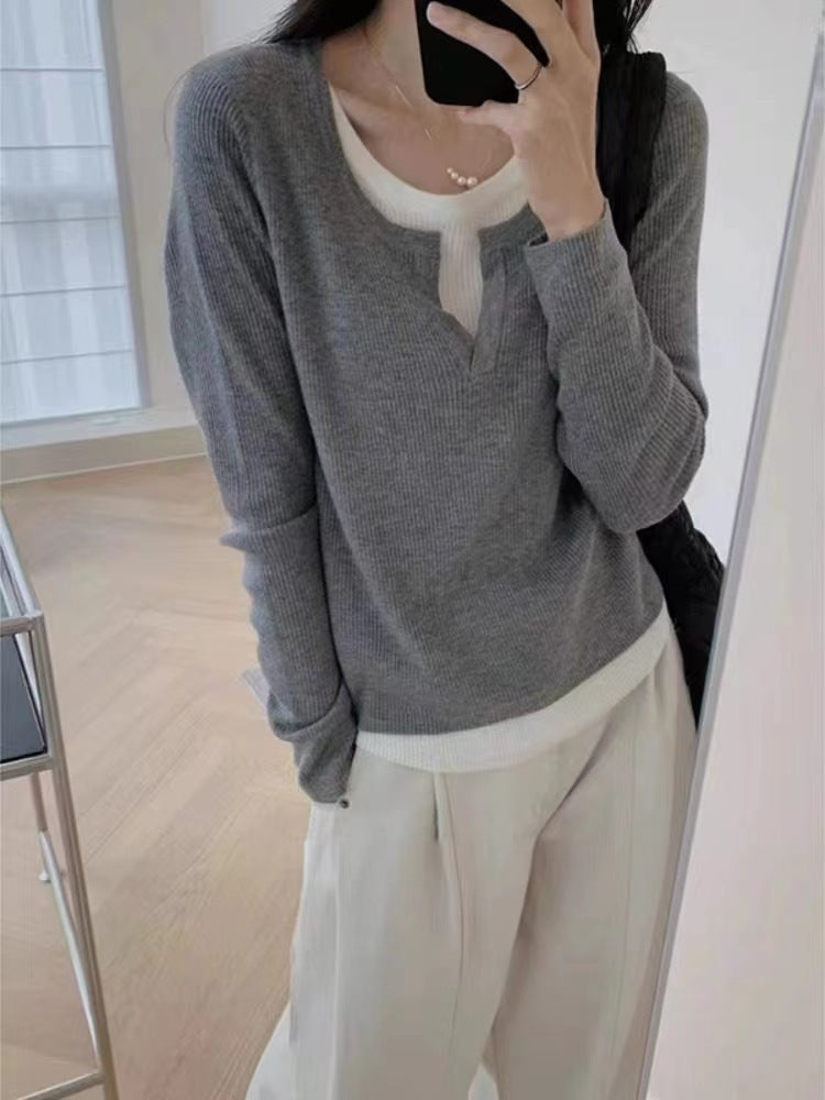 Damer finstickad pullover med V-hals och raglanärmar Mirla-Eva Jonsson