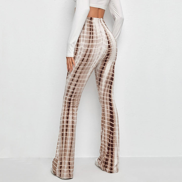 Damer flare leggings med trendig batikdesign Mirla-Eva Jonsson