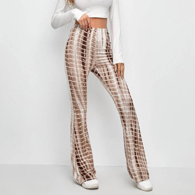 Damer flare leggings med trendig batikdesign Mirla-Eva Jonsson