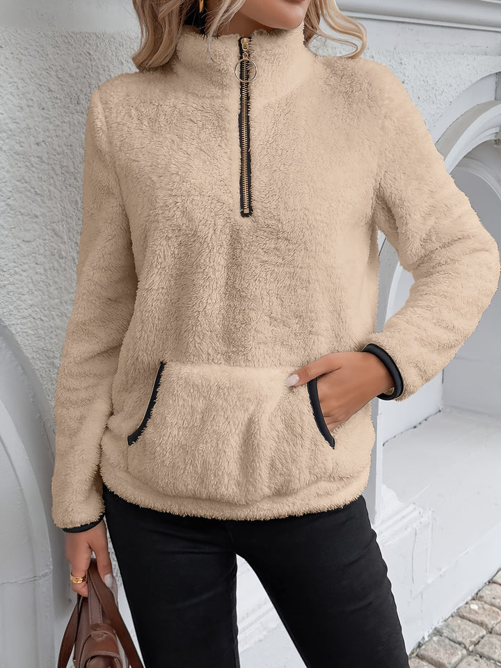 Damer fleece hoodtröja med halv dragkedja Eva Jonsson-Eva Jonsson