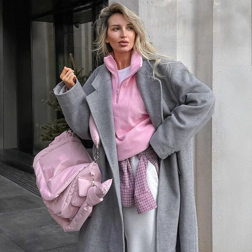 Damer fleece sweatshirt med halvpulldragare Mirla-Eva Jonsson